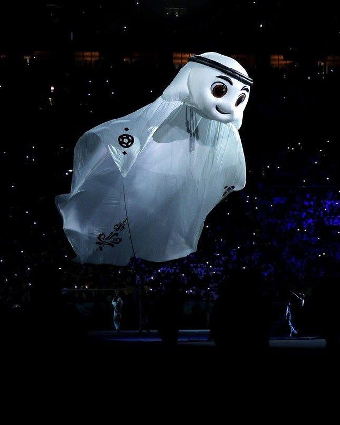 Linh vật La'eeb xuất hiện trong lễ khai mạc World Cup 2022 - Ảnh: Internet